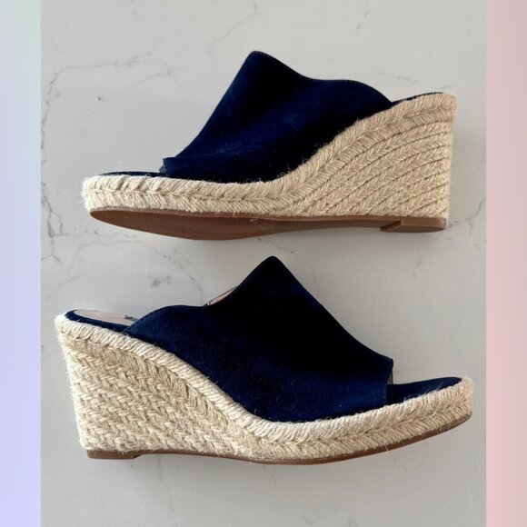 Stuart Weitzman Espadrille Navy Wedge Sandals – Size 8 - Picture 2 of 8